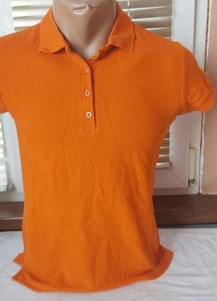 Насыщенная оранжевая футболка-поло || sol's || размер s-m