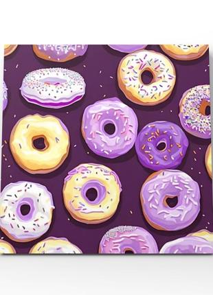 Картина фиолетовые пончики сладости десерты на холсте для кухн...