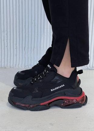 Женские кроссовки balenciaga triple s clear sole red/black