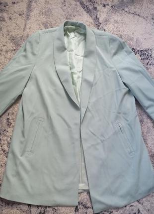 Брендовый мятный удлиненный пиджак жакет оверсайз delmod, 18 р...