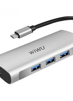 Хаб HUB USB C 6 in 1 — WiWU Alpha 631STR