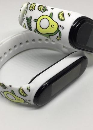 Силиконовый ремешок mi band 4 mi band 3 с авокадо белый