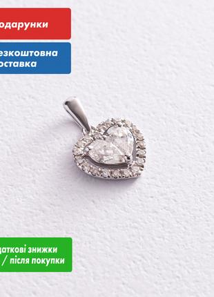 Золота підвіска "Сердечко" з діамантами пб0268nl