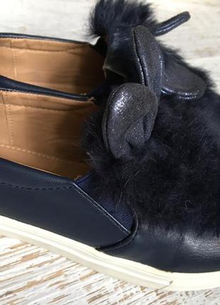 Мокасины туфли осенние с мехом кролика