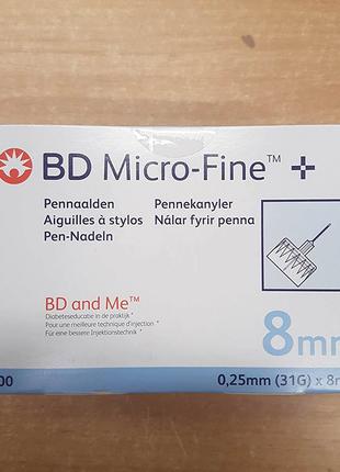Иглы BD Micro-Fine Plus 8мм, 100 шт