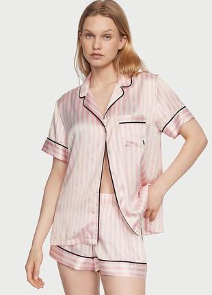 Сатиновая пижама victoria's secret розовая полоска