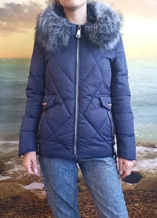 Куртка пуховик женская холодная осень зима зимняя с мехом