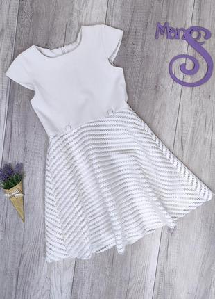 Детское платье madri для девочки белое юбка кружево с подкладк...