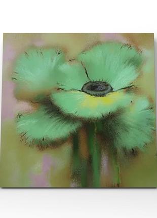 Абстрактная картина зеленый цветок на холсте