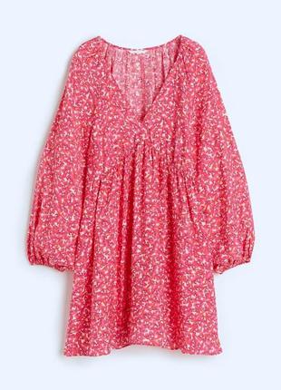 Цветочное розовое платье мини в цветочный принт h&amp;m zara