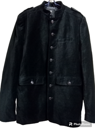 Черный натуральный велюровый пиджак