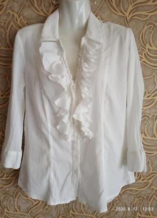 Отличная белая хлопковая  блузка marks&spencer/размер 12