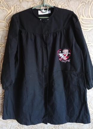 (265) отличный черный халат montefiore  для девочки 7/9 лет