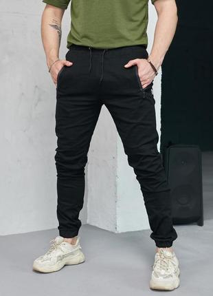 Коттоновые брюки мужские черного цвета