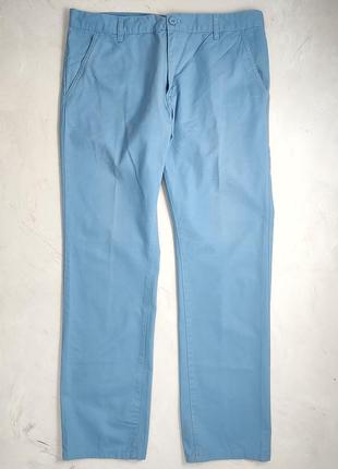 Коттоновые штаны лазурно-голубого цвета. мужские джинсы на лето