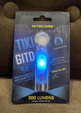 Мощный мини-наключник nitecore tiki gitd, люминесцентный с уль...