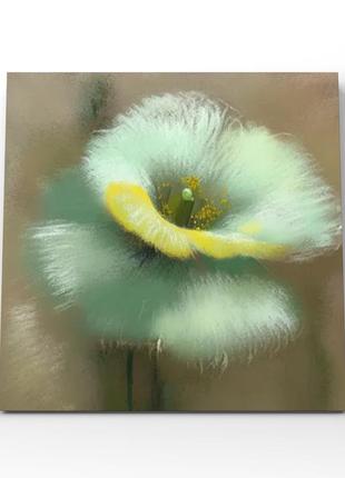 Картина на холсте пастельный цветок желтая зеленая коричневая
