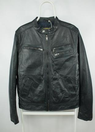 Стильна шкіряна куртка chyston alessandro navy leather jacket