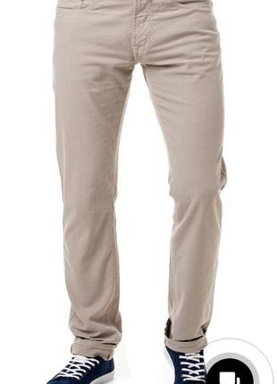 Бежевые брюки mac 32-34 стрейчевые стильные бежевые брюки труб...