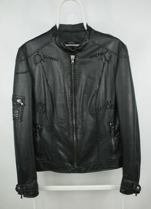 Шикарная кожаная куртка orwell repair black leather jacket wmns