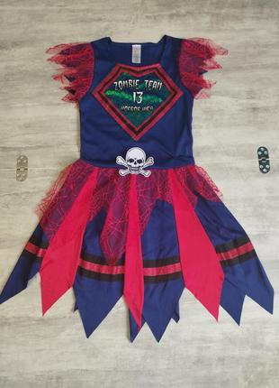 Карнавальный костюм на хэллоуин платье зомби болельщица черлидер