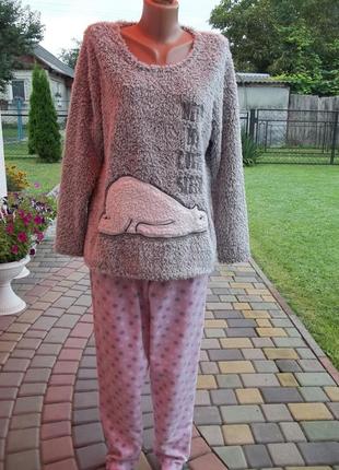 ( 48 / 50 р ) флисовая пижама женская  домашний костюм б /у