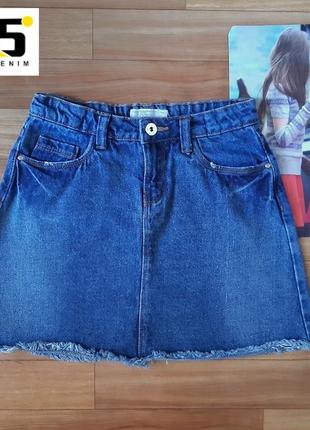 Стильная винтажная джинсовая юбка трапеция 365 denim 9-10лет
