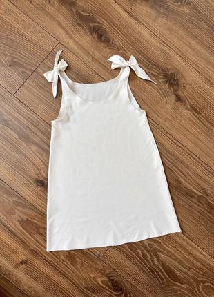 Лёгкое белое платье, сарафан с бантиками, майка, блуза