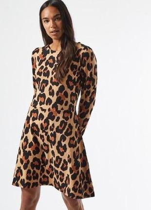 Сукня з довгим рукавом і леопардовим принтом