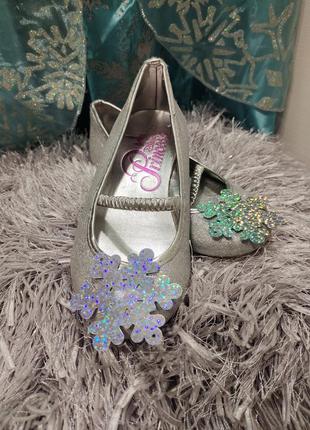 Блискучі  туфельки срібні ельза принцеса  сніжинка