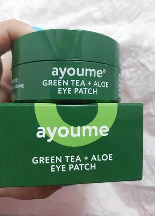 Патчи против отека век увлажняющие ayoume green tea + aloe eye...