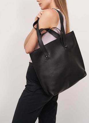 Женская сумка черная сумка черный шопер шоппер с двумя ручками