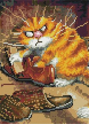 Алмазна мозаїка Невдоволенний кіт 30х40 (Rainbow Art) EJ883