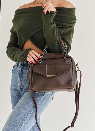 Женская сумка коричневая сумка среднего размера коричневый клатч