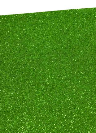Фоамиран 1,7мм ярко-зеленый с глиттером - 10листов, 17GLA4-011