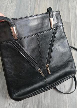 Кожаная черная сумка рюкзак