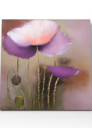Картина с фиолетовыми цветами на холсте