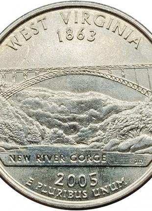 США ¼ доллара, 2005 Квотер штата Западная Вирджиния №303