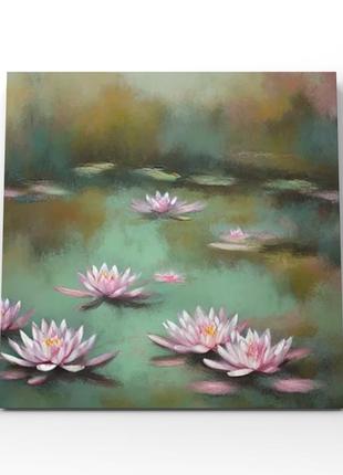 Картина на холсте водяные лилии лотос оплаты пруд в стиле клод...
