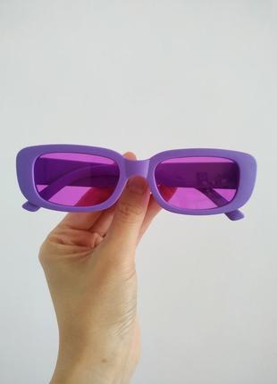Очки фиолетовые узкие прямоугольные солнцезащитные очки унисек...