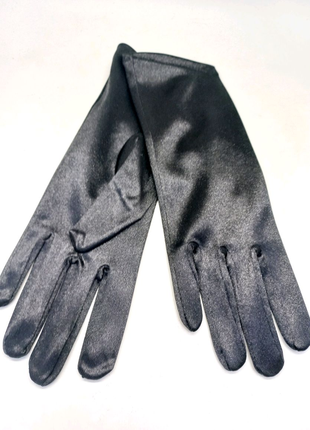 Чорні атласні жіночі рукавички
