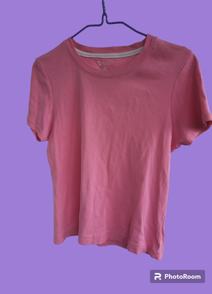 Розовая хлопковая футболка базовая майка топ кола барби