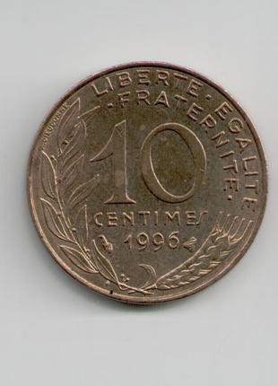 Монета Франция 10 сантимов 1996 года