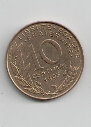 Монета Франція 10 сантимів 1993 року