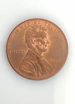 #709 США 1 цент 2004 Лінкольн Цент (Мітка монетного двору: D - Де