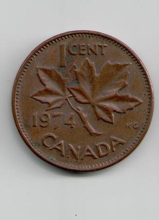 Монета Канада 1 цент 1974 года