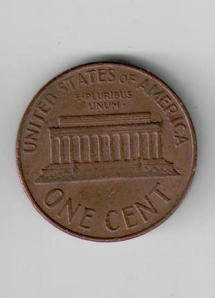 Монета США 1 цент 1966 года