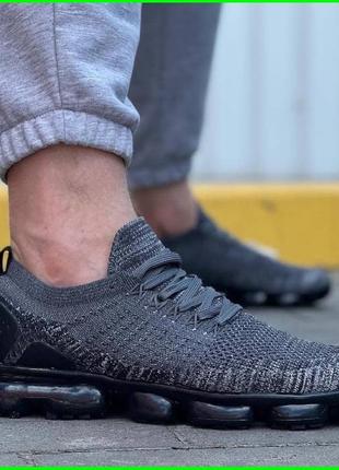 Кроссовки в стиле n!ke vapormax серые мужские черные (размеры:...