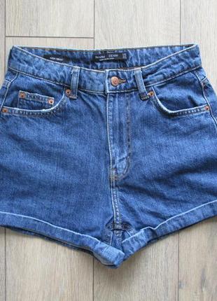 Bershka denim (36/s) джинсовые шорты высокая посадка