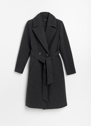 Стильное базовое серое пальто "reserved". размер uk14/ eur42.